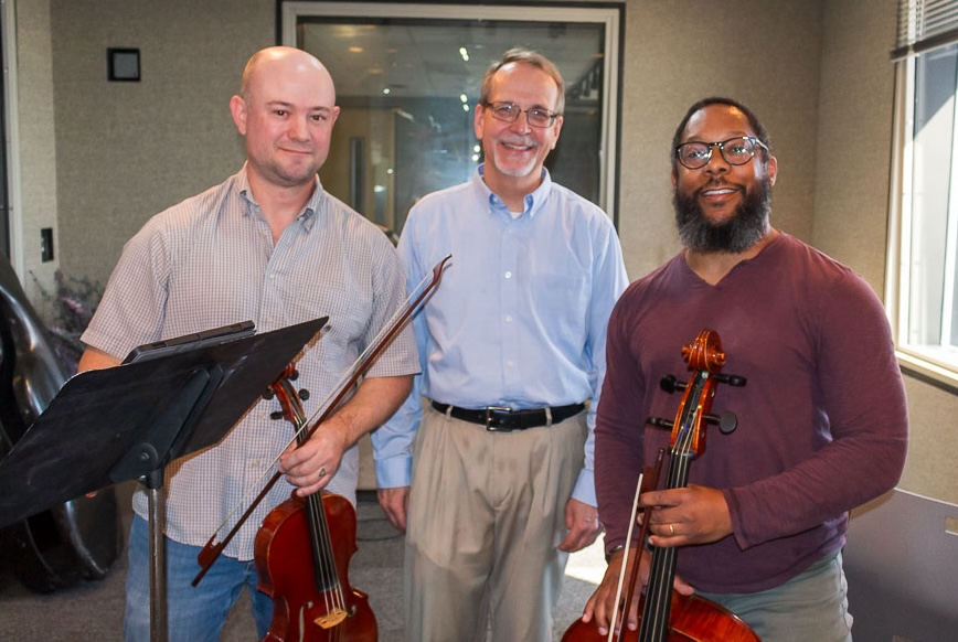 KBACH host Greg Kostraba with musicians from the Downtown Chamber Series